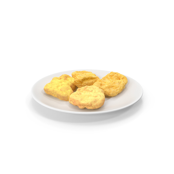 Fried Chicken: Nuggets on White Plate PNG & PSD Images Fried Chicken: Nuggets on White Plate PNG & PSD Images