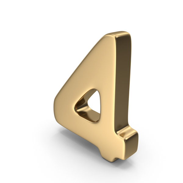 Number 4 Gold PNG & PSD Images
