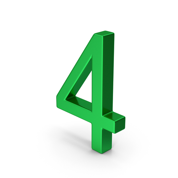 Number 4 Green Metallic PNG & PSD Images