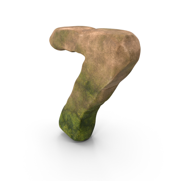 Number 7 Mossy Stone Stylized 7 PNG & PSD Images