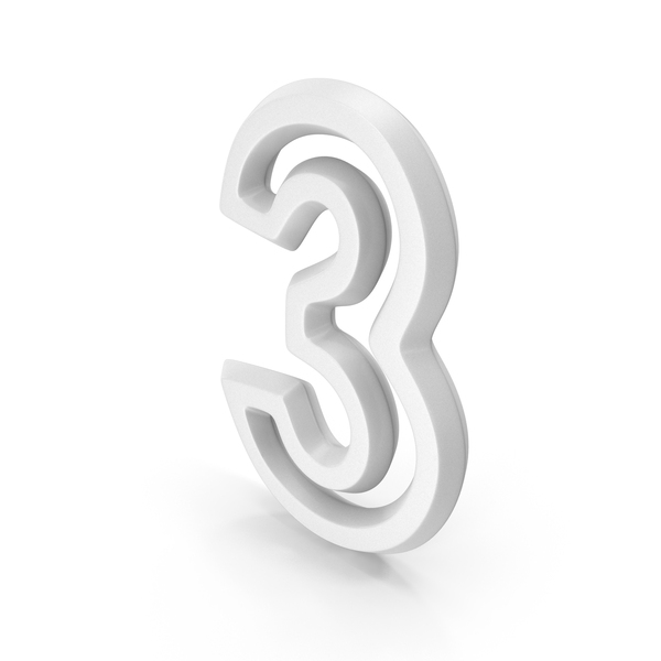 Number M1F OutLine 3 White Three PNG & PSD Images