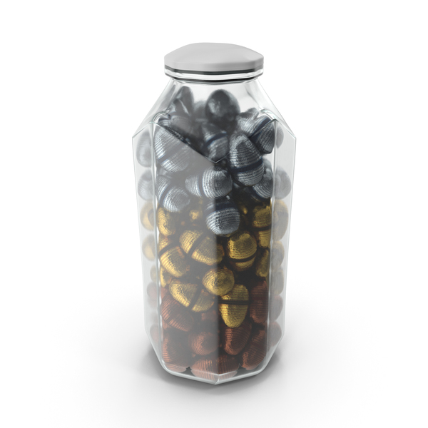 Octagon Jar with Fancy Wrapped Chocolate Easter Eggs PNG & PSD Images Octagon Jar with Fancy Wrapped Chocolate Easter Eggs PNG & PSD Images