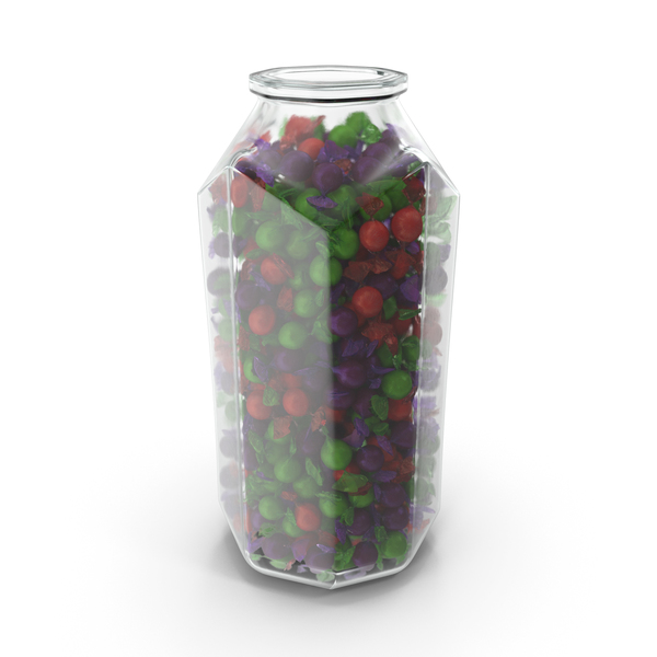 Octagon Jar with Wrapped Spherical Candy PNG & PSD Images Octagon Jar with Wrapped Spherical Candy PNG & PSD Images