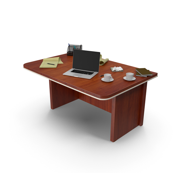 Office Desk With Laptop And Stationery PNG & PSD Images