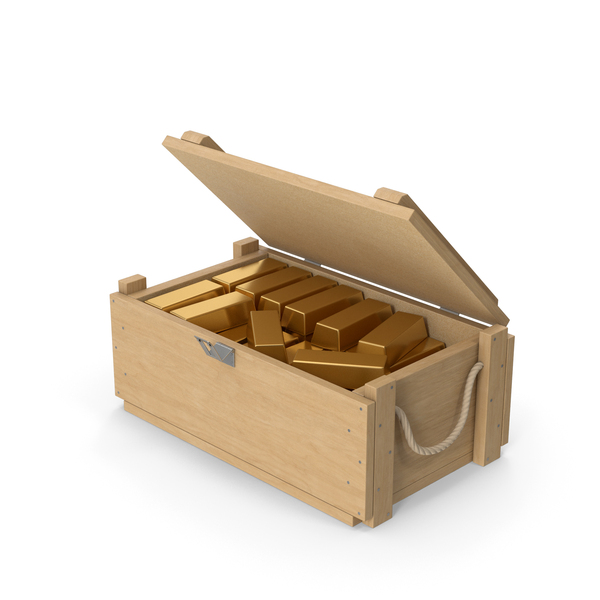 Old Crate And Gold Bars PNG & PSD Images