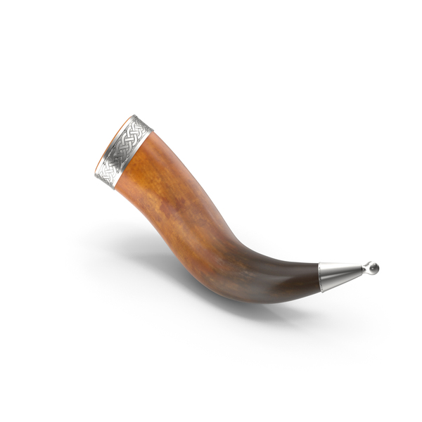 Old Dark Drinking Horn with Silver Trim PNG & PSD Images