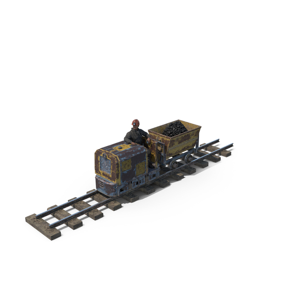 Man: Old Mining Locomotive with Cart and Miner PNG & PSD Images Man: Old Mining Locomotive with Cart and Miner PNG & PSD Images