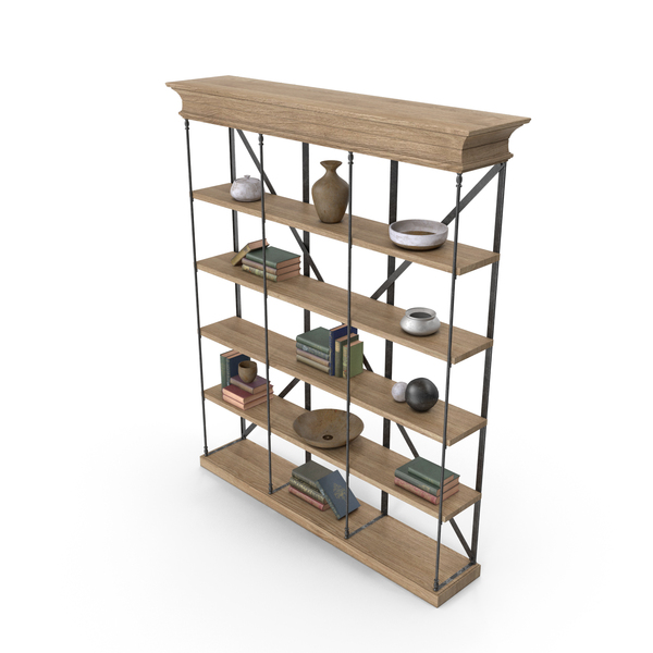 Bookcase: Old Oak Triple Rack PNG & PSD Images Bookcase: Old Oak Triple Rack PNG & PSD Images