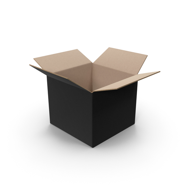 Open Black Cube Parcel Cardboard Box PNG & PSD Images