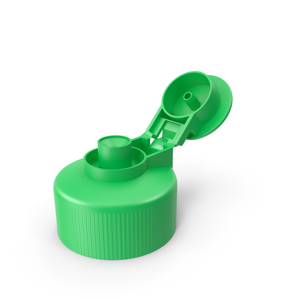 Bottle: Open Flip Top Cap Green PNG & PSD Images