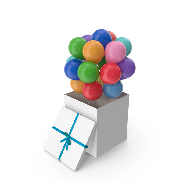 Holiday Accessories: Open Gift Box With Colorful Balloons PNG & PSD Images Holiday Accessories: Open Gift Box With Colorful Balloons PNG & PSD Images
