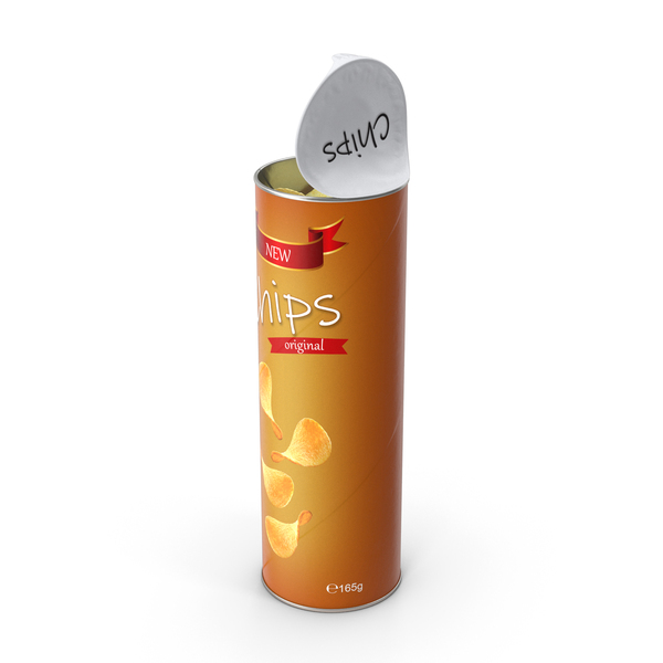 Chip: Opened Potato Chips in Tube Package PNG & PSD Images