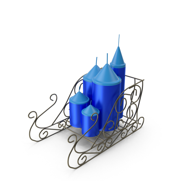 Candlestick Holder: Openwork Sleigh With New Year's Blue Candles PNG & PSD Images Candlestick Holder: Openwork Sleigh With New Year's Blue Candles PNG & PSD Images