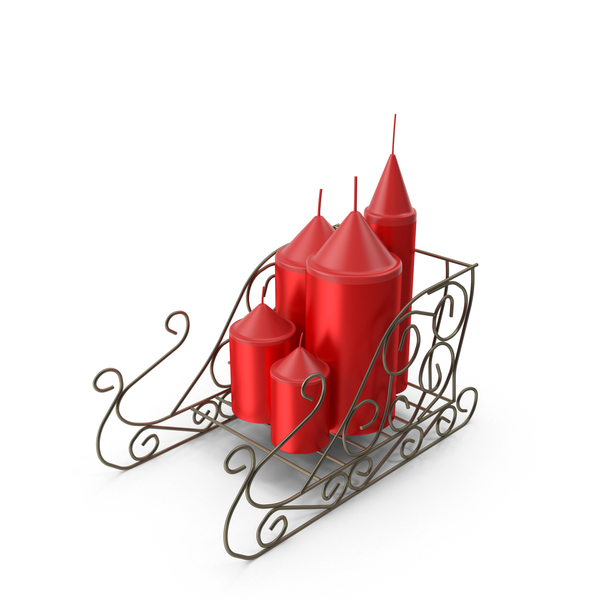 Candlestick Holder: Openwork Sleigh With New Year's Red Candles PNG & PSD Images Candlestick Holder: Openwork Sleigh With New Year's Red Candles PNG & PSD Images