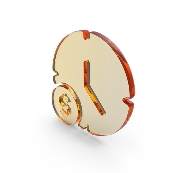 Symbols: Orange Glass Clock With Dollar Symbol PNG & PSD Images