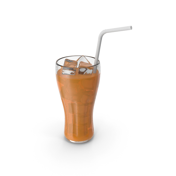 Orange Glass Juice With Tube PNG & PSD Images