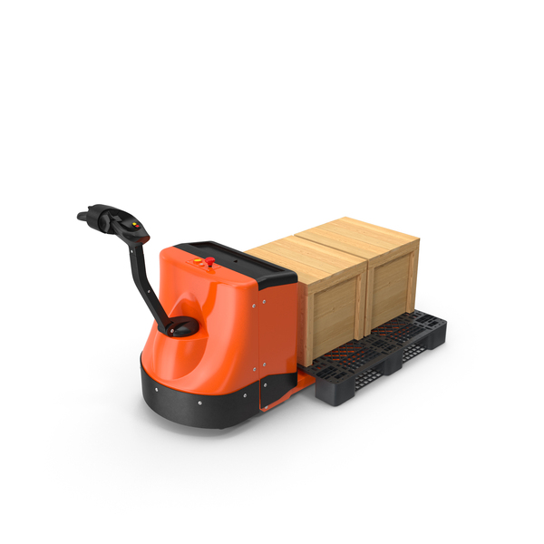 Rider Stacker: Orange Pallet Jack With Wooden Crates PNG & PSD Images Rider Stacker: Orange Pallet Jack With Wooden Crates PNG & PSD Images