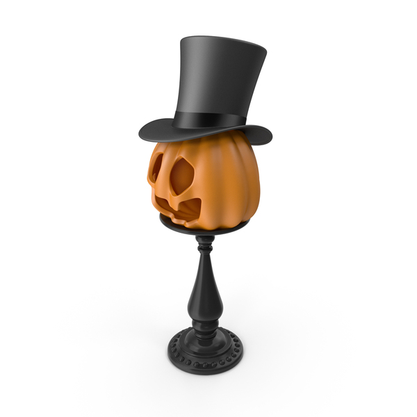 Orange Pumpkin With Black Top Hat PNG & PSD Images