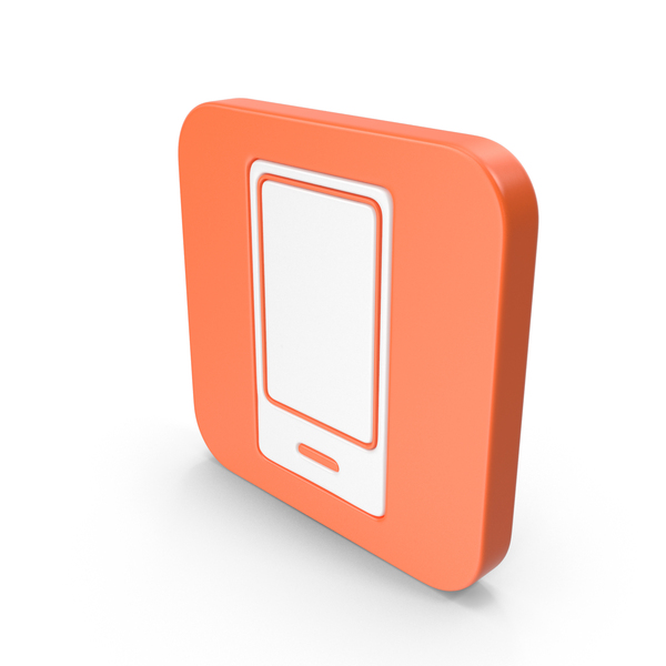 Symbols: Orange Square Cell Phone Icon PNG & PSD Images