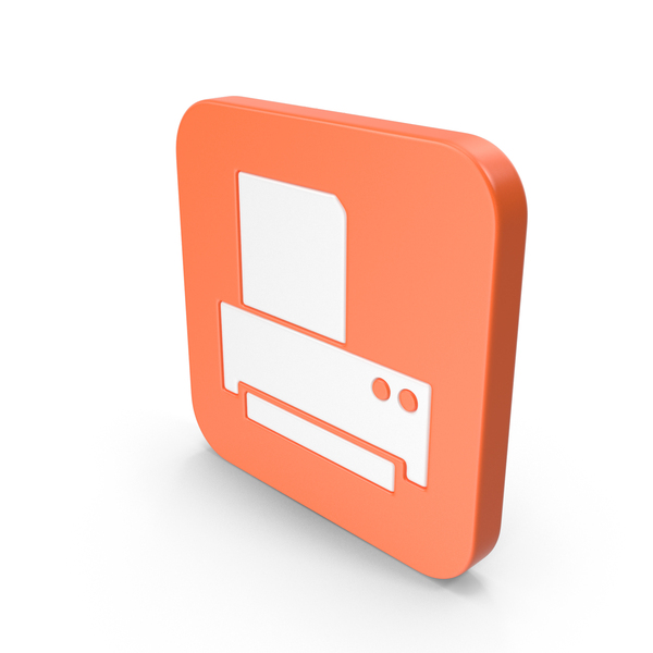 Symbols: Orange Square Printer Icon PNG & PSD Images