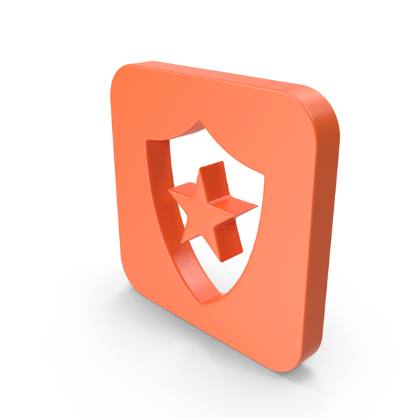 Symbols: Orange Square Shield With Star Icon PNG & PSD Images