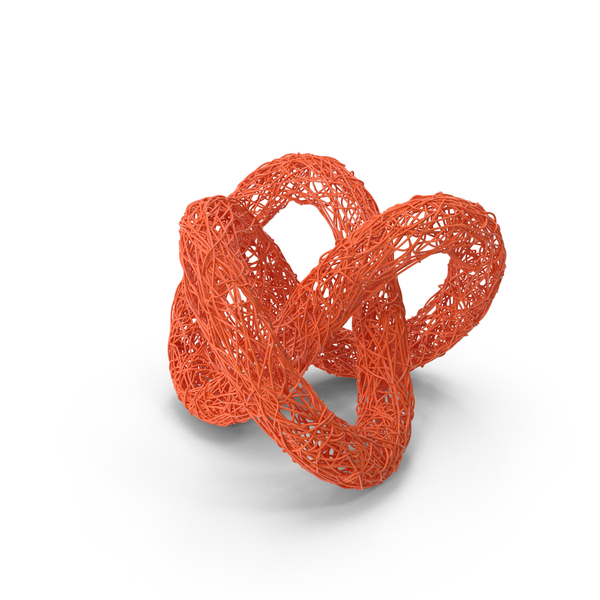 Orange Wire Sculpture Torus Knot PNG & PSD Images