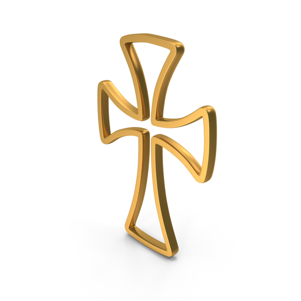 Symbols: Out Line Cross Icon Gold PNG & PSD Images