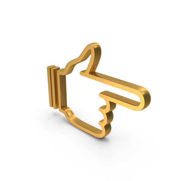 Cartoon: Out Line Hand Pointing Indication Icon Gold PNG & PSD Images