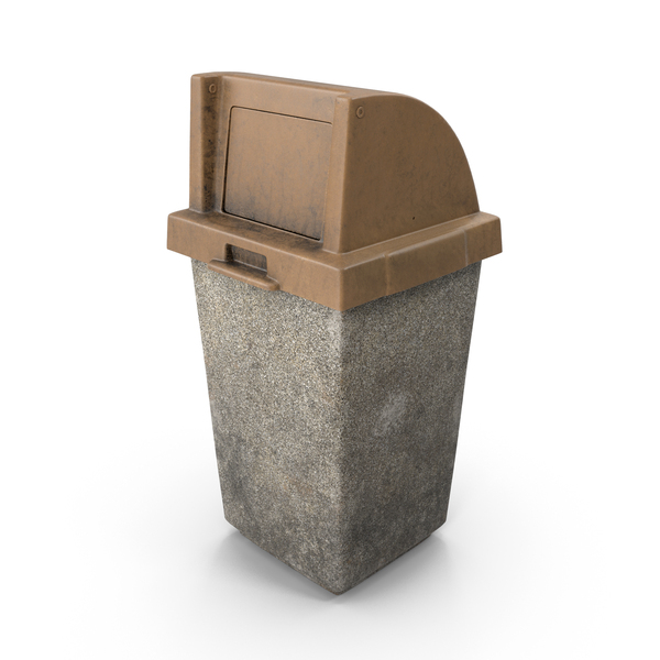 Street Bin: Outdoor Trash Receptacle Push Door Concrete Dirty PNG & PSD Images
