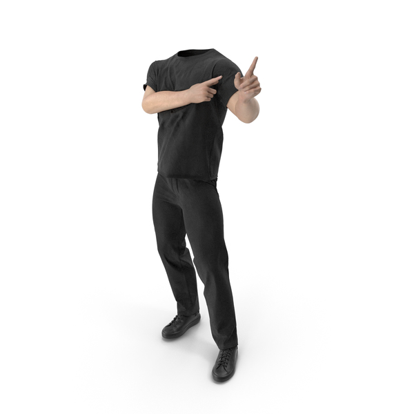 Man: Outfit Black Pointing Fingers Pose PNG & PSD Images Man: Outfit Black Pointing Fingers Pose PNG & PSD Images