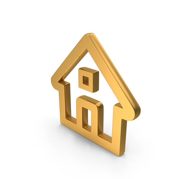 Symbols: Outline Home Icon Gold PNG & PSD Images