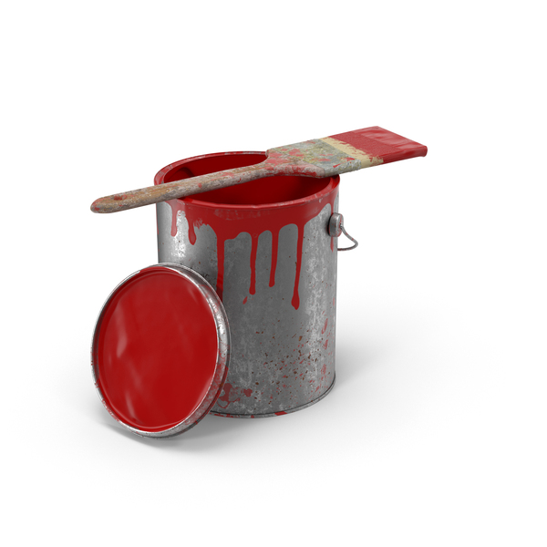 Paint Can and Brush Dirty PNG & PSD Images