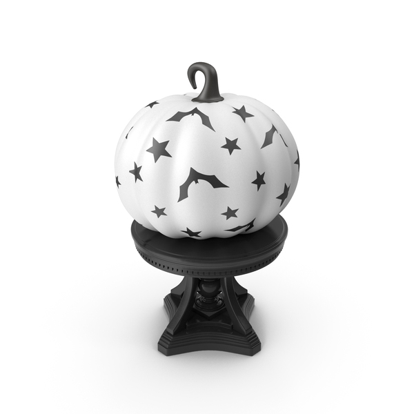 Jack O Lantern: Painted White Pumpkin with Base PNG & PSD Images