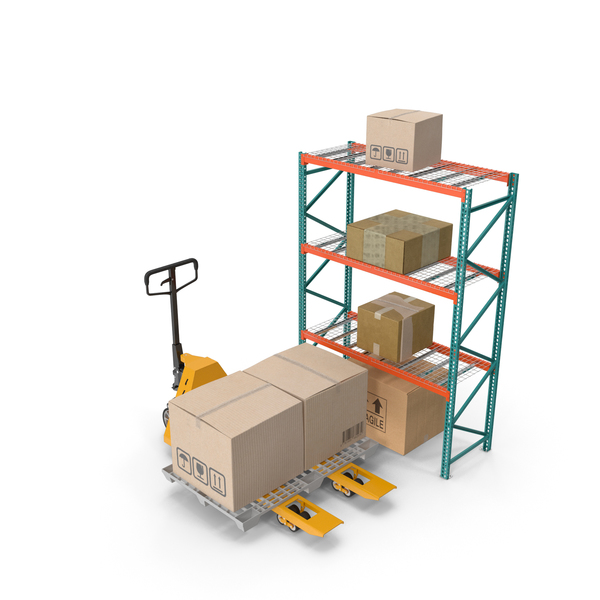 Box: Pallet Jack and Rack with Cardboard Boxes PNG & PSD Images Box: Pallet Jack and Rack with Cardboard Boxes PNG & PSD Images