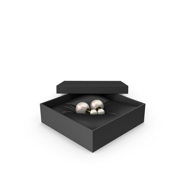 Pearl Earrings in a Gift Black Box PNG & PSD Images Pearl Earrings in a Gift Black Box PNG & PSD Images