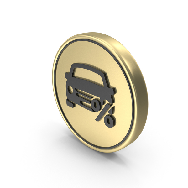 Symbols: Percent Car Loan Symbol On Coin Gold PNG & PSD Images