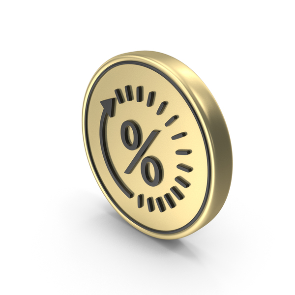 Symbols: Percent Time Symbol On Gold Coin PNG & PSD Images