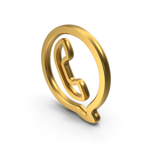 Symbols: Phone Speech Bubble Gold Symbol PNG & PSD Images