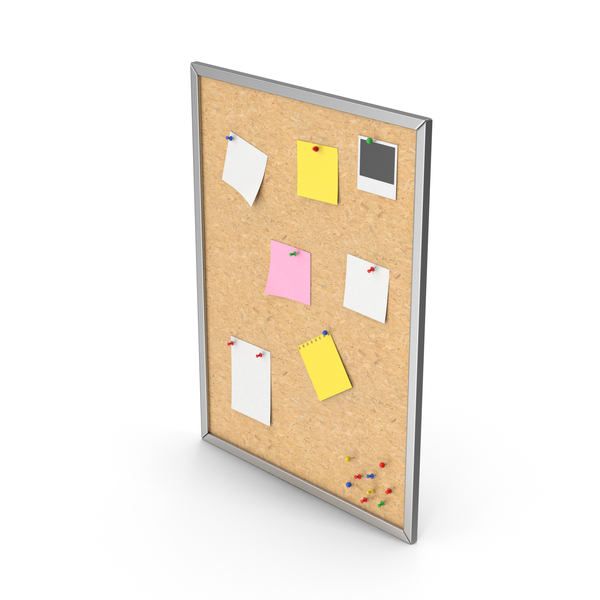 Corkboard: Pinboard With Notes Silver PNG & PSD Images