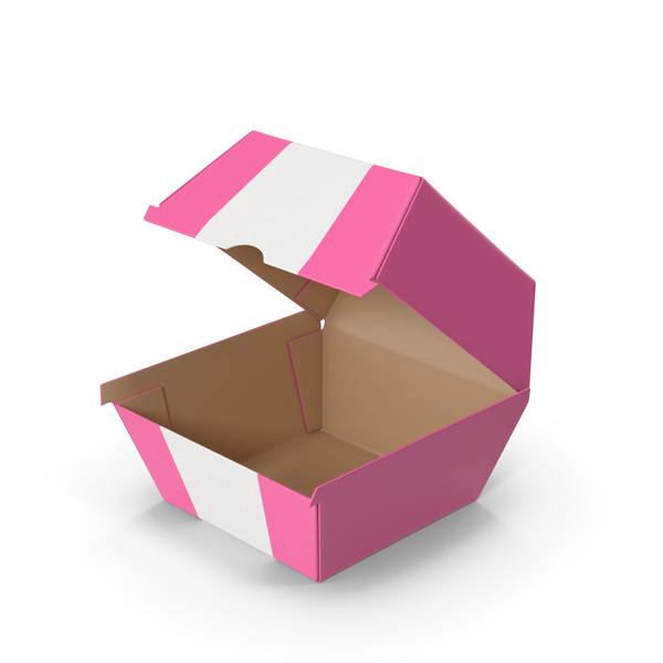 Takeaway Food Container: Pink Burger Box Opened PNG & PSD Images