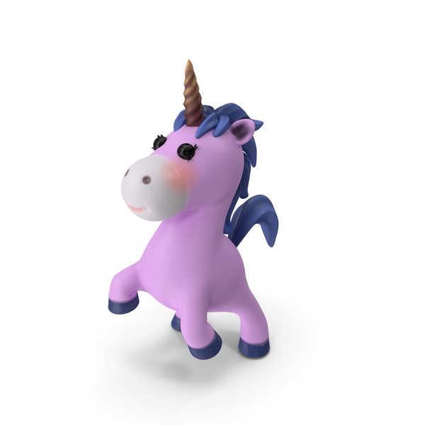 Pink Cartoon Unicorn Jumping Pose PNG & PSD Images