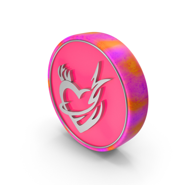 Shape: Pink Fiery Heart Coin PNG & PSD Images