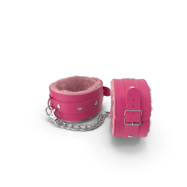Pink Leather Wrist Cuffs with Fur PNG & PSD Images
