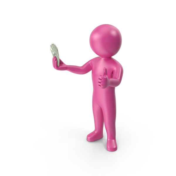 Pink Stickman Holding Cash PNG & PSD Images