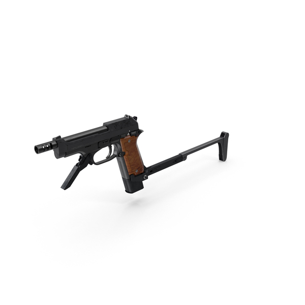Handgun: Pistol Beretta 93R with Buttstock PNG & PSD Images