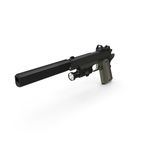 Semi Automatic: Pistol Military With Silencer PNG & PSD Images Semi Automatic: Pistol Military With Silencer PNG & PSD Images