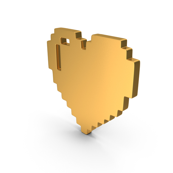 Shape: Pixel Design Style Heart Gold PNG & PSD Images