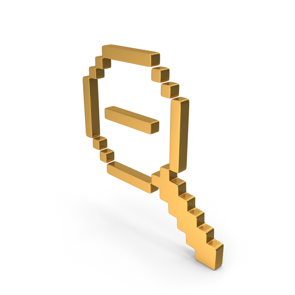 Computer Icon: Pixel Style Design Magnifier Minus Gold PNG & PSD Images