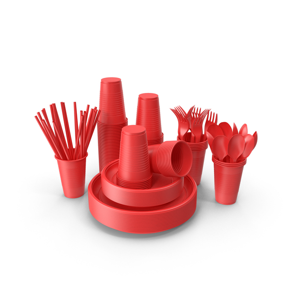 Plastic Tableware Red PNG & PSD Images