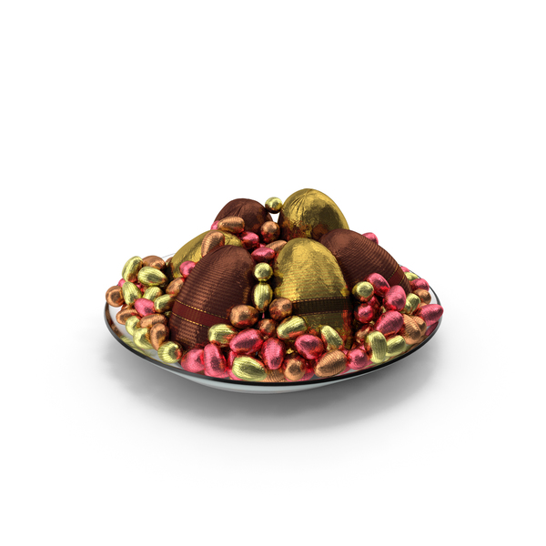 Plate with Mixed Wrapped Chocolate Easter Eggs PNG & PSD Images Plate with Mixed Wrapped Chocolate Easter Eggs PNG & PSD Images